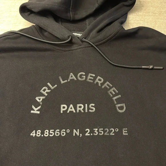 Karl Lagerfeld Paris - NWT Latitude/Longitude Hoodie sweatshirt/Men’s M / Black - Picture 2 of 10